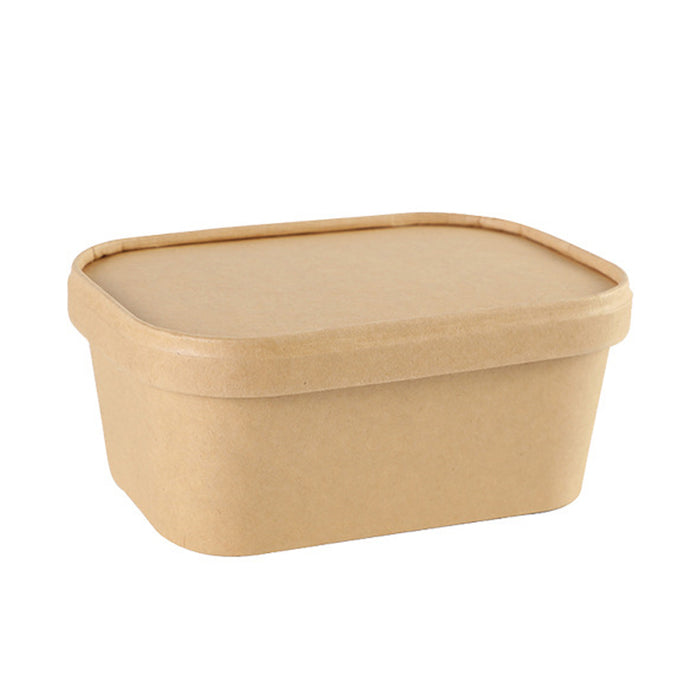 50 Pcs Kraft Paper Lunch Boxes with Lids Microwave Freezer Safe 580-1000 ml