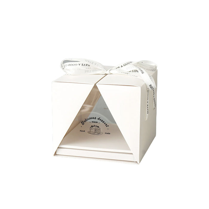 10 Pcs Clear Cake Box with Window and Ribbon 4 6 or 8 Inch