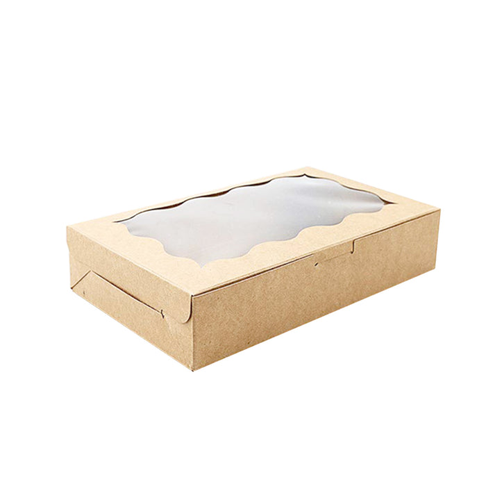 50 Pcs Kraft Cake Boxes with Clear Window Food-Grade in 3 Colors