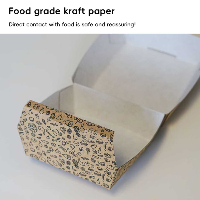 100 Pcs Food-Grade Kraft Burger Takeaway Boxes with Vent Hole 2 Styles