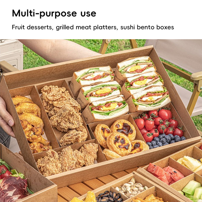 10 Pcs Food-Grade Kraft Paper Lunch Boxes for Outdoor Picnic in 3 Sizes