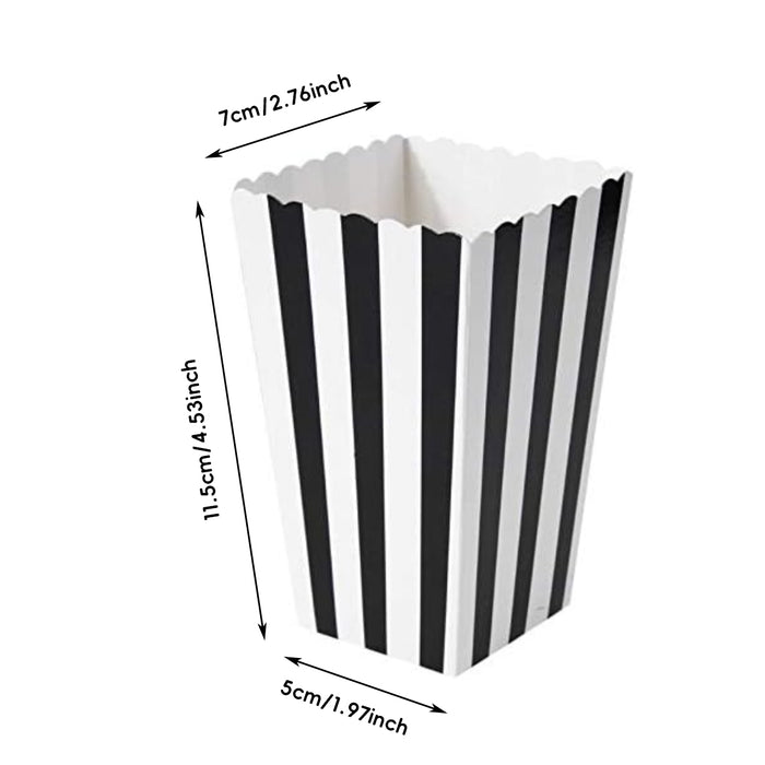 100 Pcs Food-Grade Striped Popcorn Boxes Large Capacity in Black or Gold