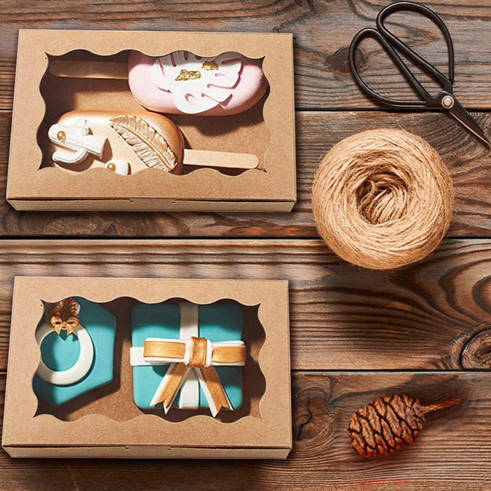 50 Pcs Kraft Cake Boxes with Clear Window Food-Grade in 3 Colors