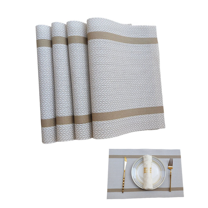 4pcs Anti-Skid Woven Placemat, Heat Resistant PVC Mat