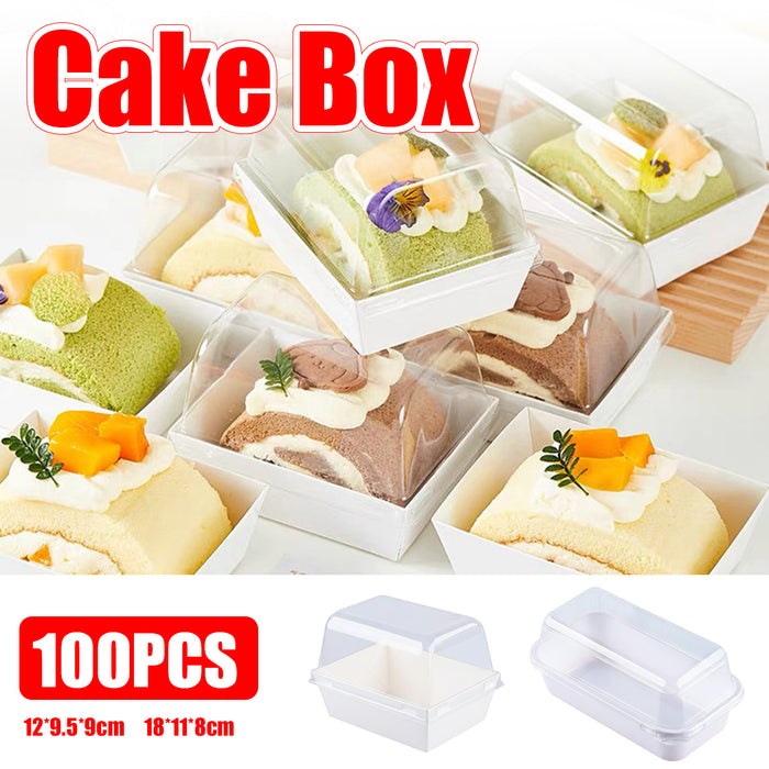 100 Pcs Clear Dessert Packaging Boxes with Insert Tray for Cupcakes in 2 Sizes