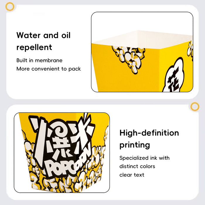 100 Pcs Oil-Proof Disposable Popcorn Snack Boxes in 2 Sizes