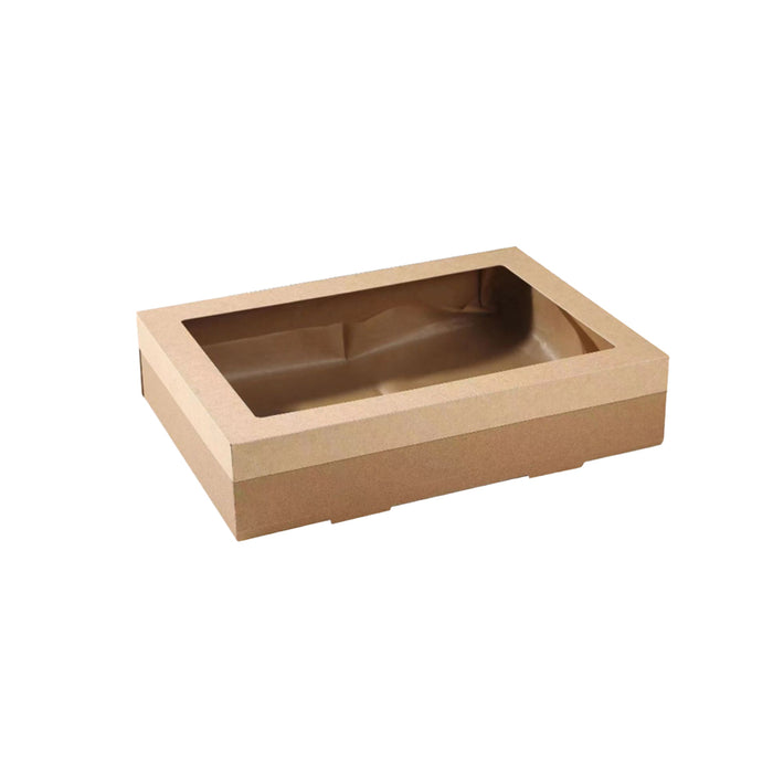 10 Pcs Food-Grade Kraft Paper Lunch Boxes for Outdoor Picnic in 3 Sizes