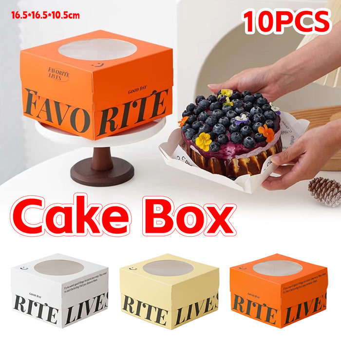 10 Pcs Clear Window Cake Dessert Takeaway Boxes Stackable in 3 Colors
