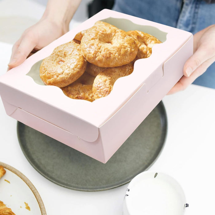 50 Pcs Kraft Cake Boxes with Clear Window Food-Grade in 3 Colors