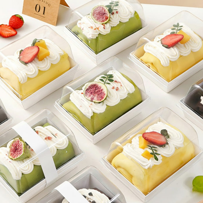 100 Pcs Clear Dessert Packaging Boxes with Insert Tray for Cupcakes in 2 Sizes