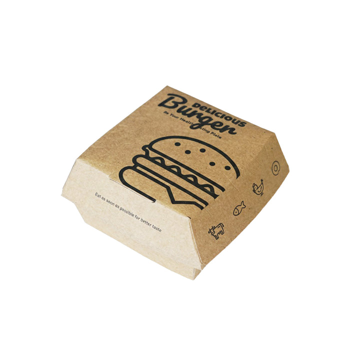 100 Pcs Food-Grade Kraft Burger Takeaway Boxes with Vent Hole 2 Styles