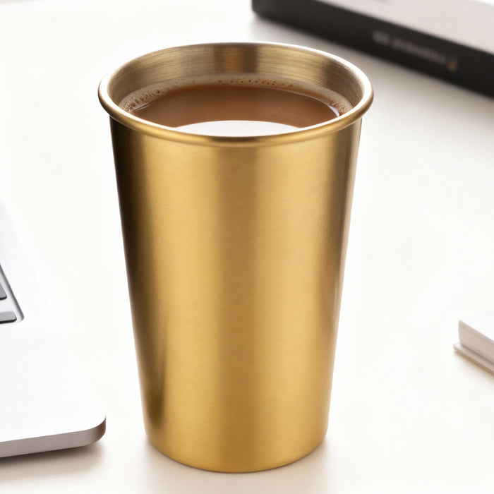 6 Pcs 304 Stainless Steel Cups 350ml Gold for Cold Drinks