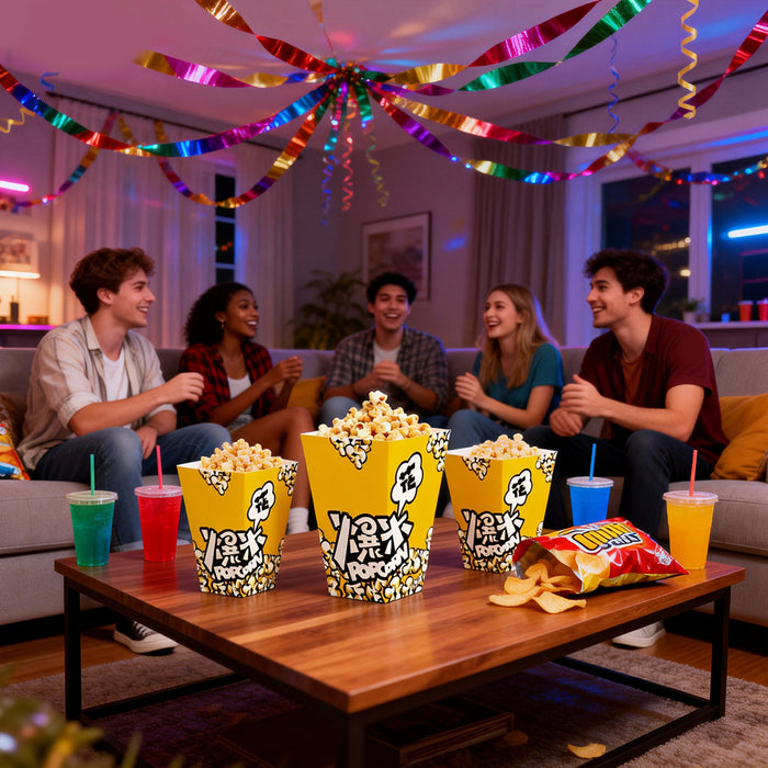 100 Pcs Oil-Proof Disposable Popcorn Snack Boxes in 2 Sizes