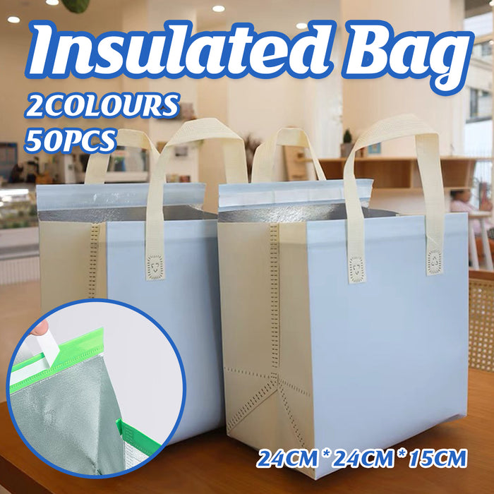 50 Pcs Thermal Insulated Carrier Bags for Milk Tea and Cake in Blue or Green