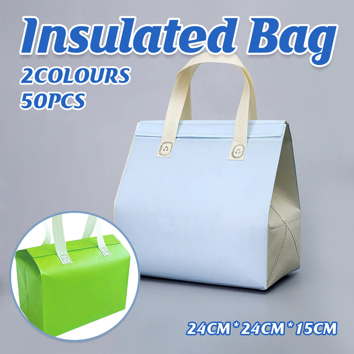 50 Pcs Thermal Insulated Carrier Bags for Milk Tea and Cake in Blue or Green