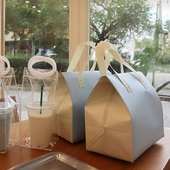 50 Pcs Thermal Insulated Carrier Bags for Milk Tea and Cake in Blue or Green