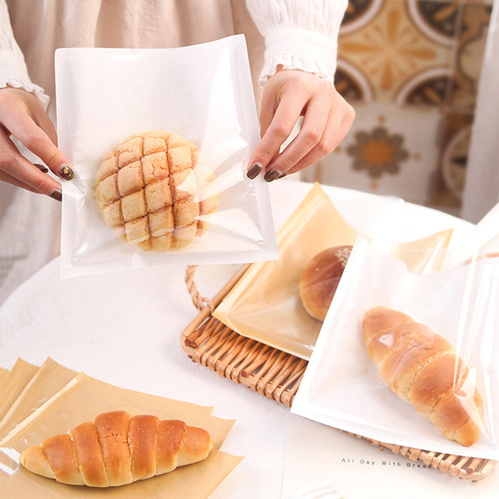 500 PCS Transparent Food Greaseproof Bag Sandwich Donut Bread Packaging Pouch