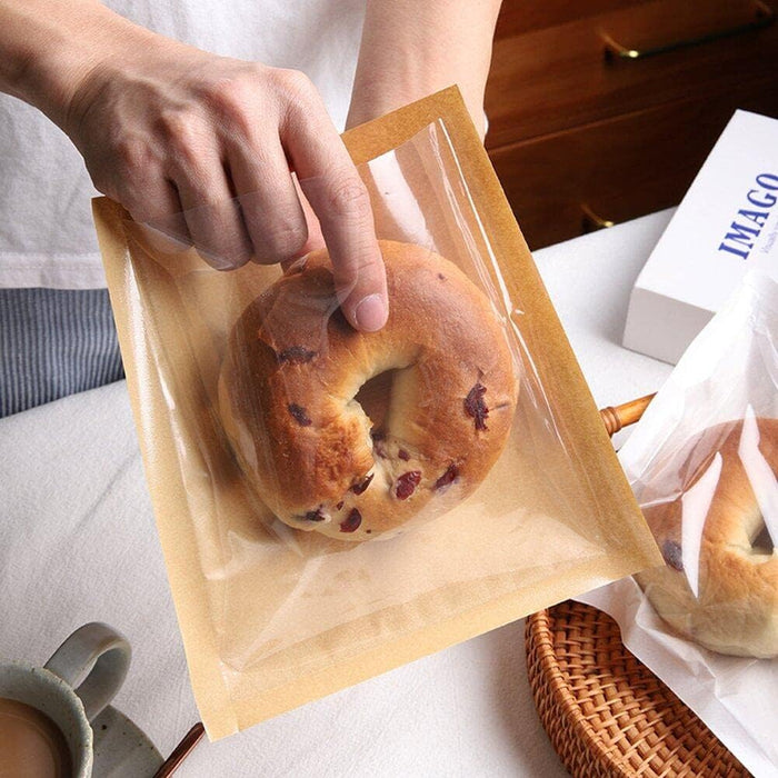 500 PCS Transparent Food Greaseproof Bag Sandwich Donut Bread Packaging Pouch
