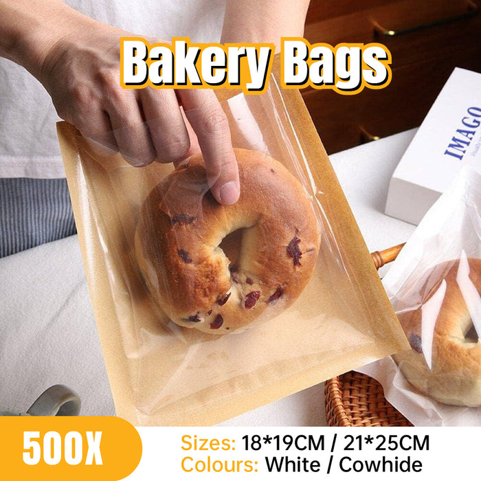 500 PCS Transparent Food Greaseproof Bag Sandwich Donut Bread Packaging Pouch