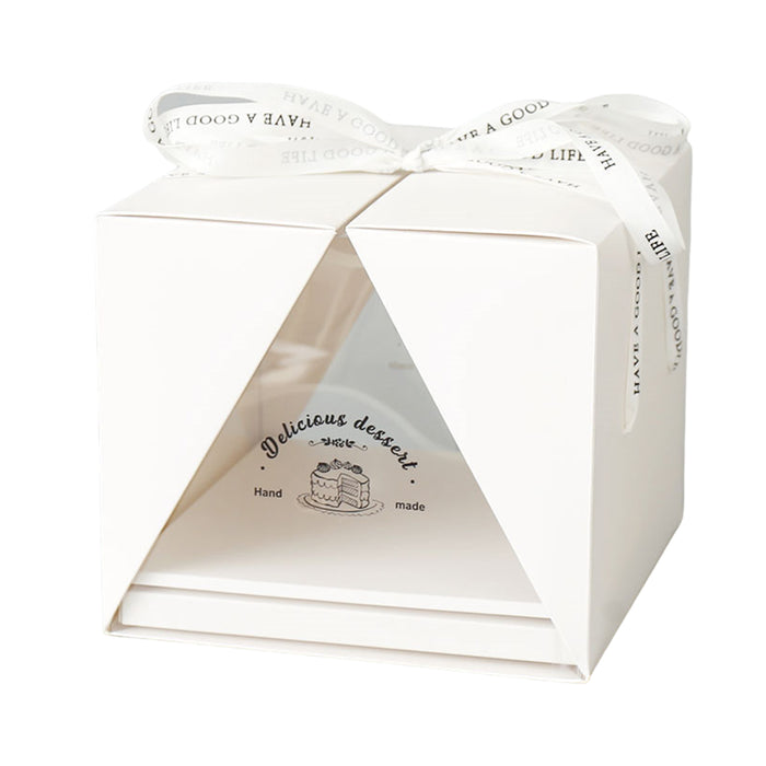10 Pcs Clear Cake Box with Window and Ribbon 4 6 or 8 Inch