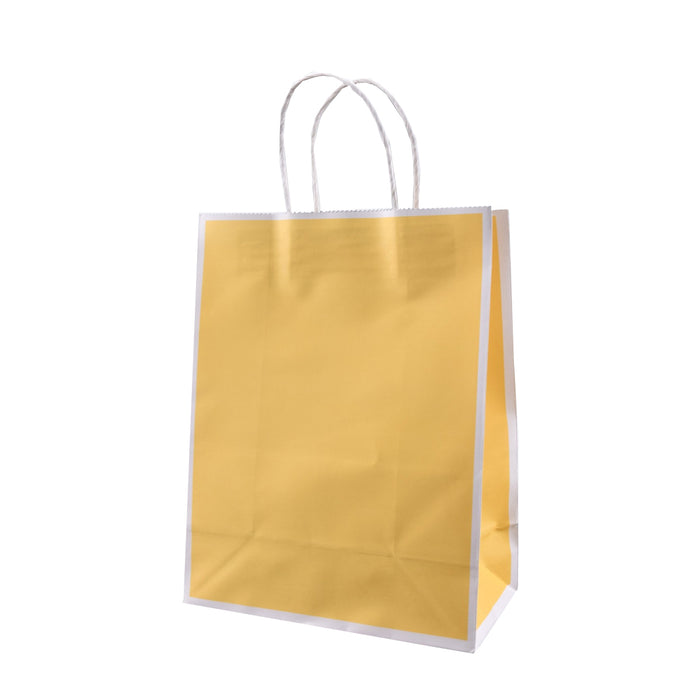 50 Pcs Kraft Paper Bags Reinforced Handles 4 Sizes 6 Colours Shopping Gift Bags