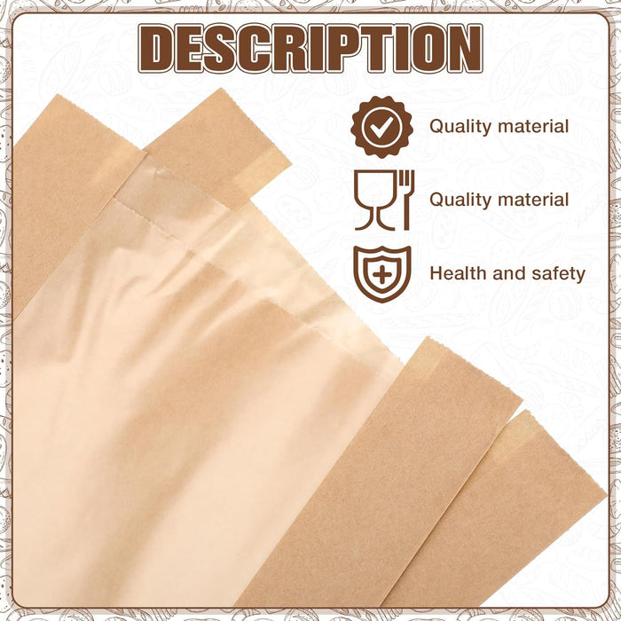 200 PCS Transparent Food Greaseproof Bags French Bread Baguette Packaging Pouch