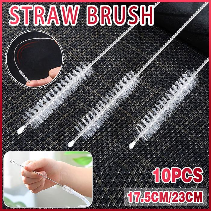 10 Pcs Nylon Straw Cleaning Brush Set 2 Sizes 17.5 cm / 23 cm