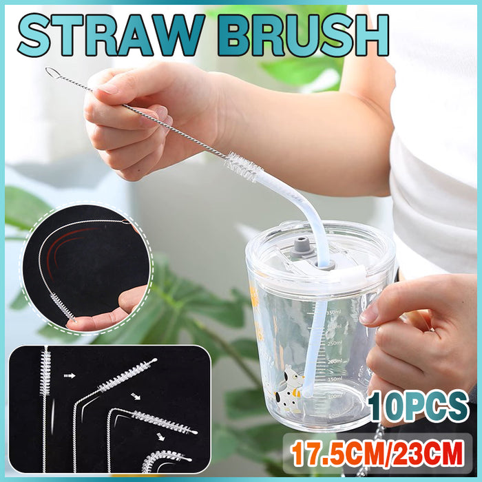 10 Pcs Nylon Straw Cleaning Brush Set 2 Sizes 17.5 cm / 23 cm