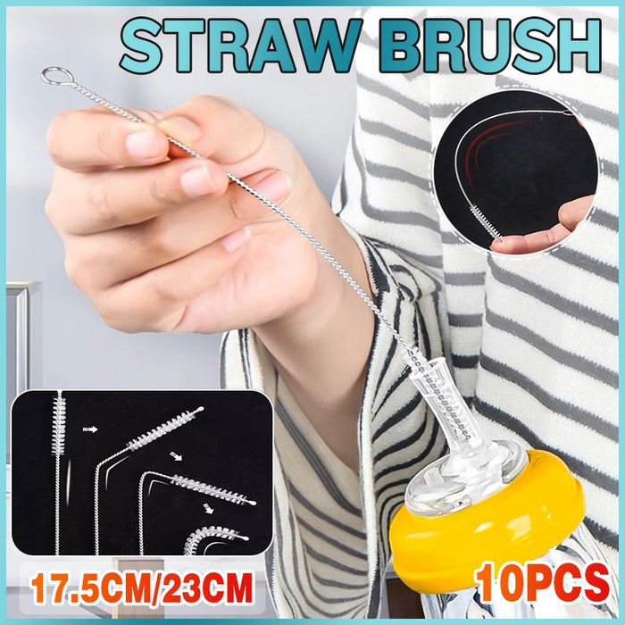 10 Pcs Nylon Straw Cleaning Brush Set 2 Sizes 17.5 cm / 23 cm