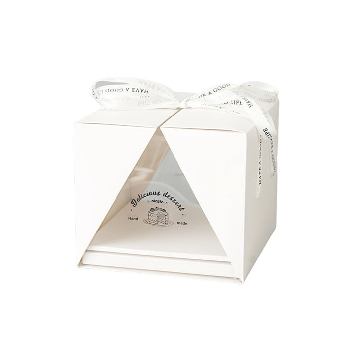 10 Pcs Clear Cake Box with Window and Ribbon 4 6 or 8 Inch