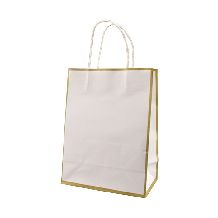 50 Pcs Kraft Paper Bags Reinforced Handles 4 Sizes 6 Colours Shopping Gift Bags