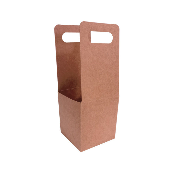 100 Pcs Kraft Paper Cup Holders with Handle for Takeaway Drinks