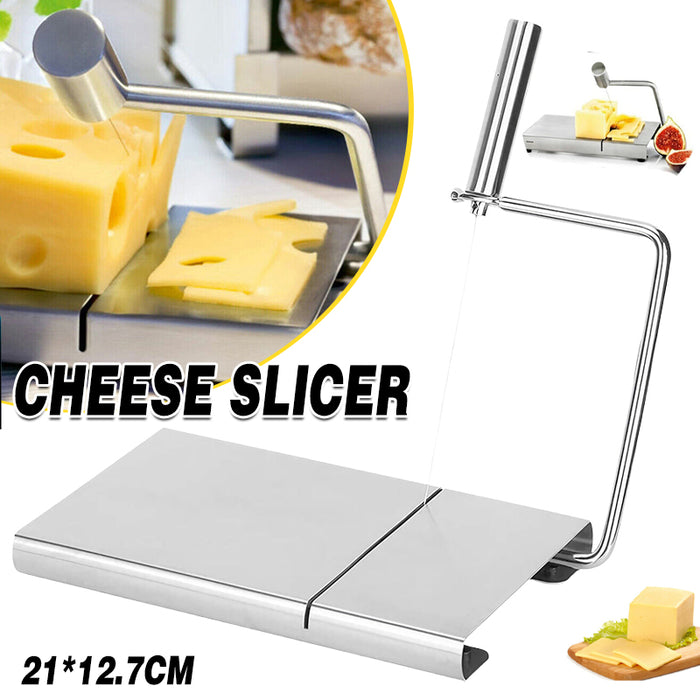 Stainless Steel Cheese Wire Cutter Non-Slip Base Silver