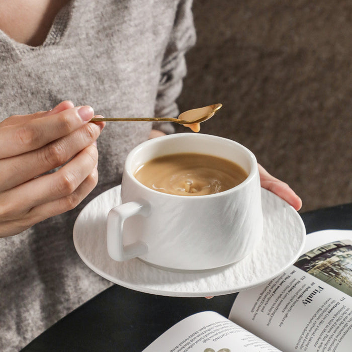White Ceramic Coffee Cup with Saucer, 90x60mm