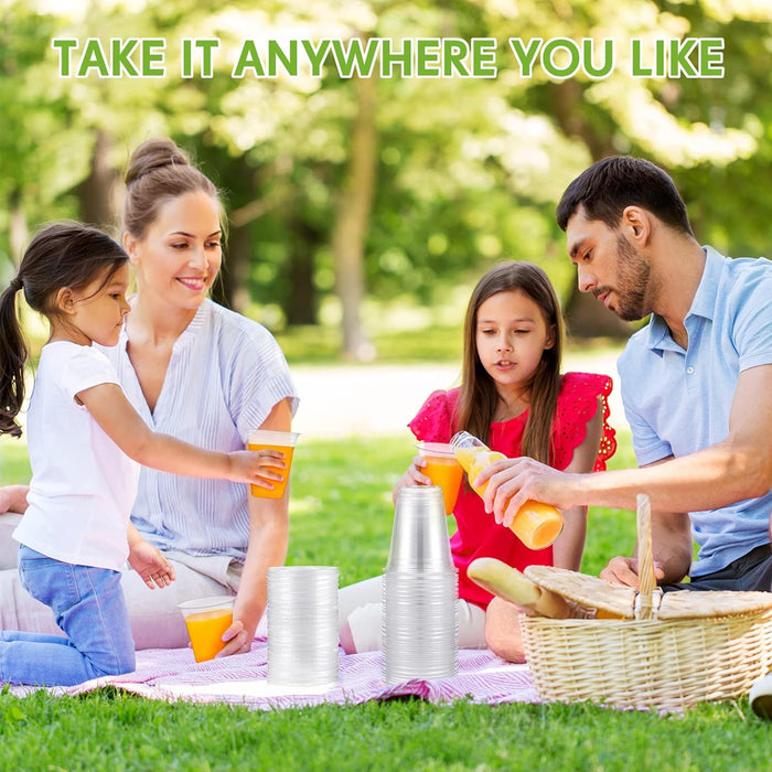 Disposable Cold Drink Cups with Lids Straws PET Clear 12oz 16oz 20oz