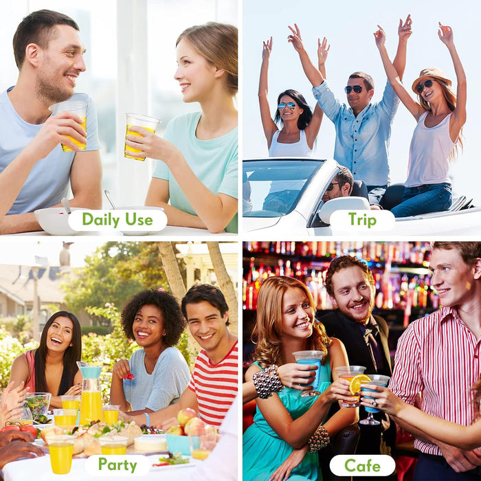 Disposable Cold Drink Cups with Lids Straws PET Clear 12oz 16oz 20oz