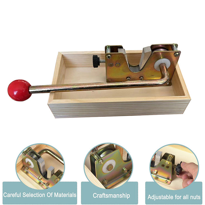 Heavy-Duty Nutcracker Tool Metal Wooden Base Adjustable Jaw 25 x 15 x 4.5 cm