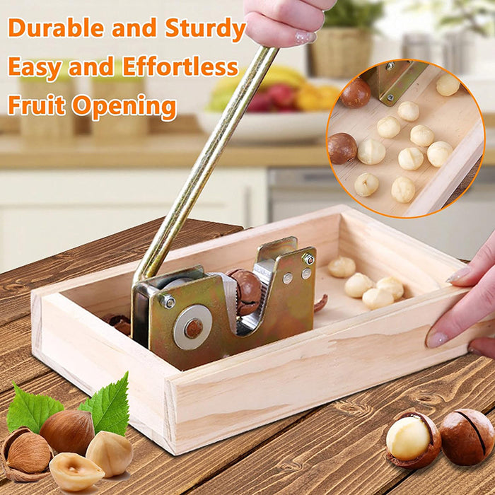 Heavy-Duty Nutcracker Tool Metal Wooden Base Adjustable Jaw 25 x 15 x 4.5 cm