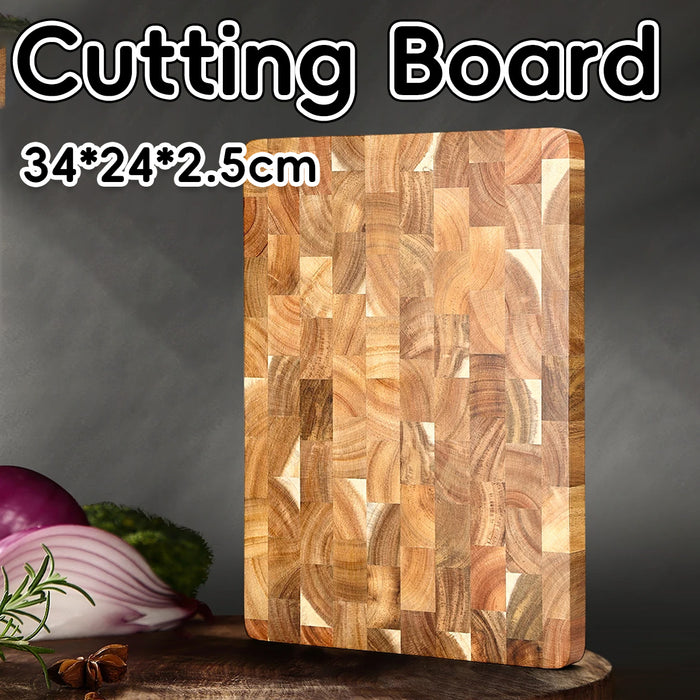 Wood Cutting Board with Geometric Pattern Inner Handle 34cm