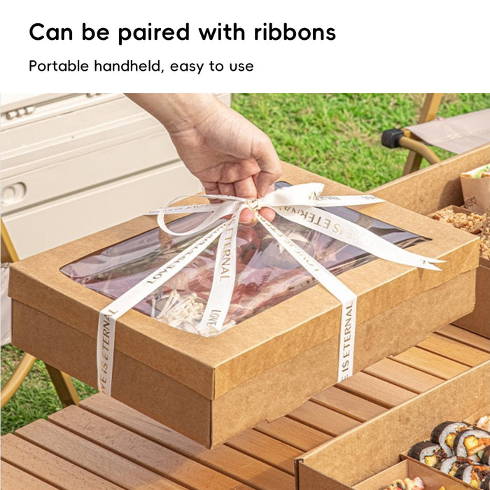 10 Pcs Food-Grade Kraft Paper Lunch Boxes for Outdoor Picnic in 3 Sizes
