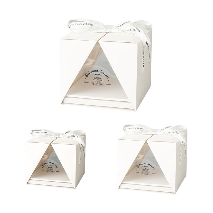 10 Pcs Clear Cake Box with Window and Ribbon 4 6 or 8 Inch