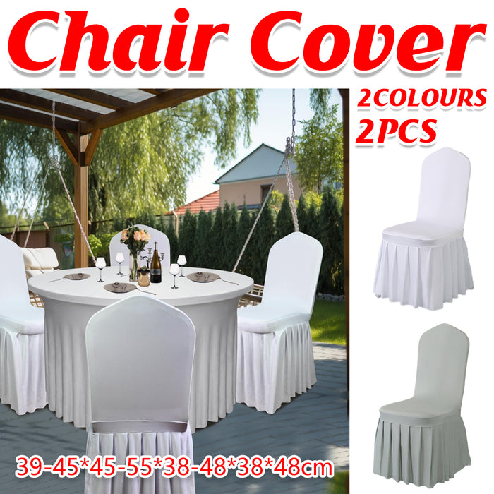 2 Pcs Pleated Chair Skirt Covers with Elastic Fit Seat Protector