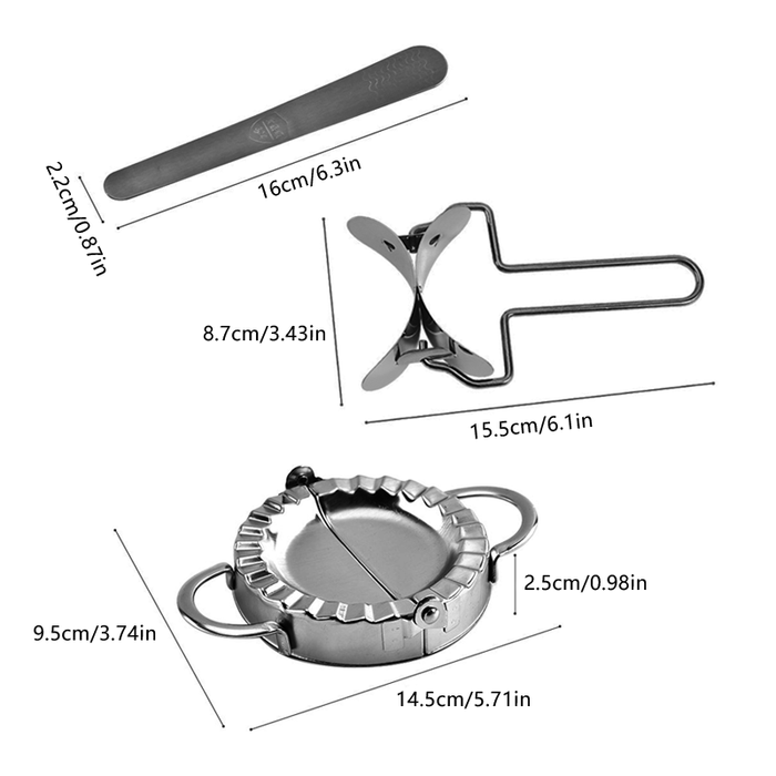 10PCS Stainless Steel Dumpling Maker Set with Roller Knife and Moulds