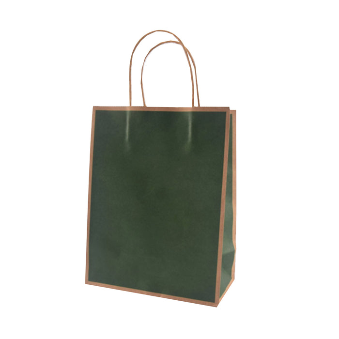 50 Pcs Kraft Paper Bags Reinforced Handles 4 Sizes 6 Colours Shopping Gift Bags