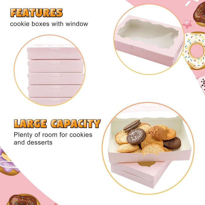 50 Pcs Kraft Cake Boxes with Clear Window Food-Grade in 3 Colors