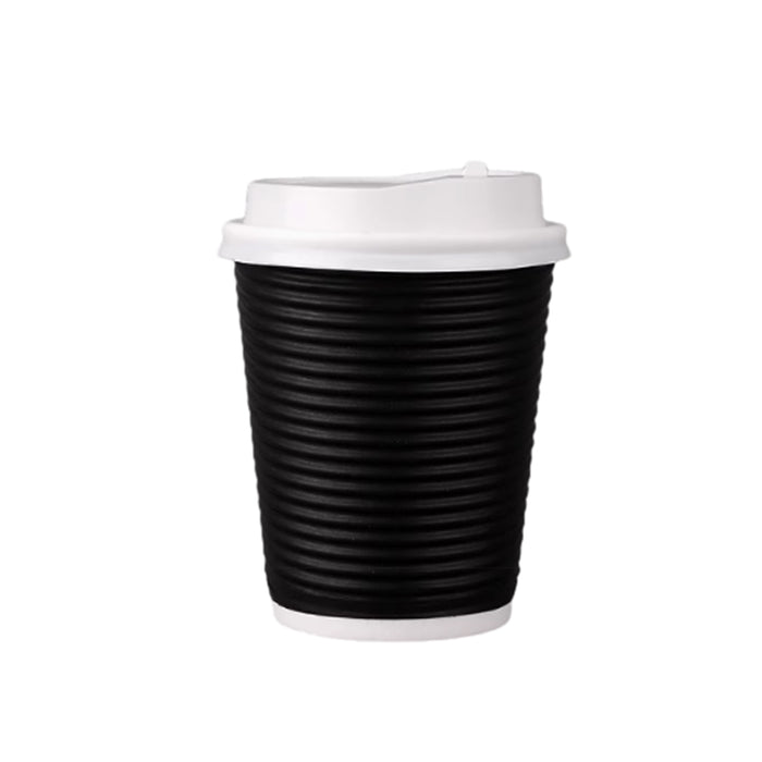 50 Sets Corrugated Paper Cups With White Lids 8oz 12oz 14oz 16oz