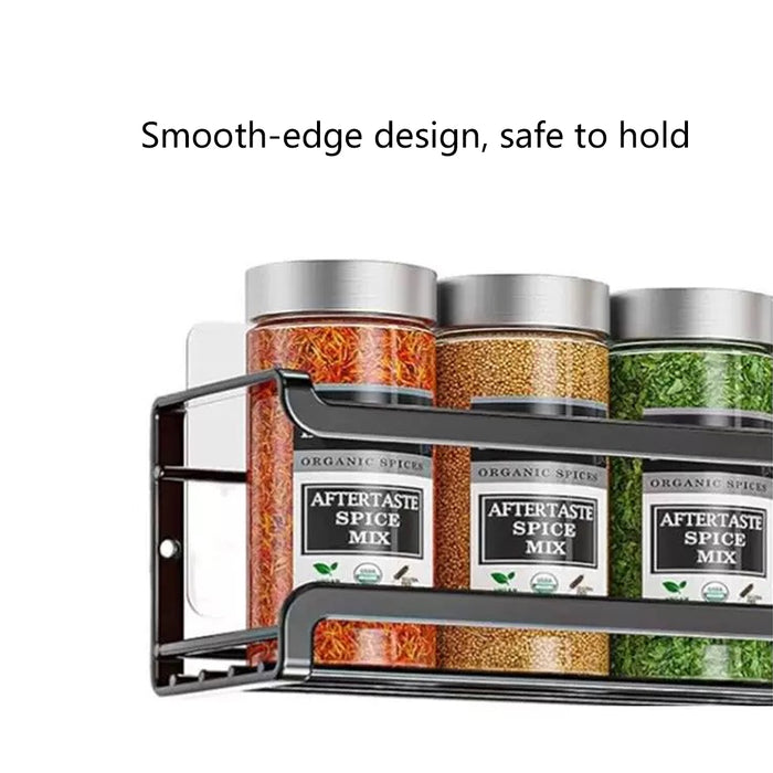 4 Pcs Wall Mounted Spice Rack Set Metal Black 29cm