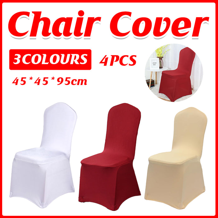 4 Pcs Stretch Chair Covers with Straps Polyester Blend