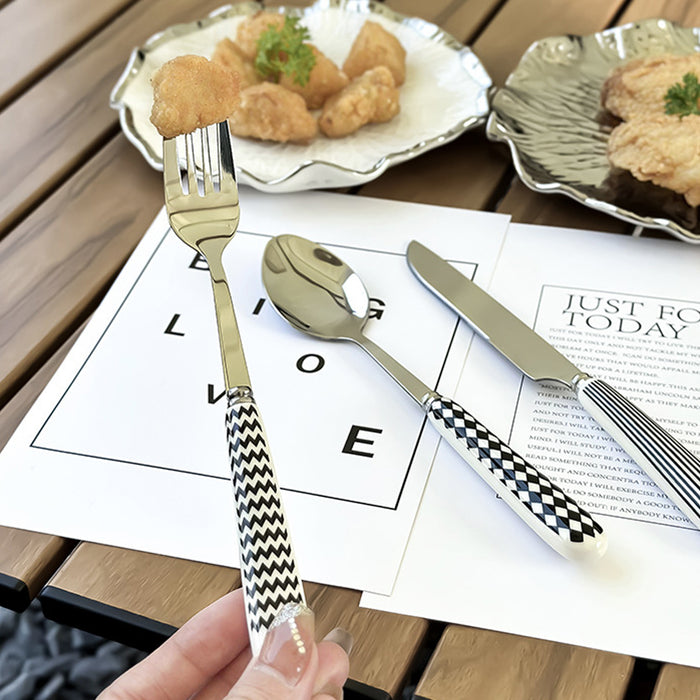 3 Pcs Stainless Steel Cutlery Set with Ceramic Handles