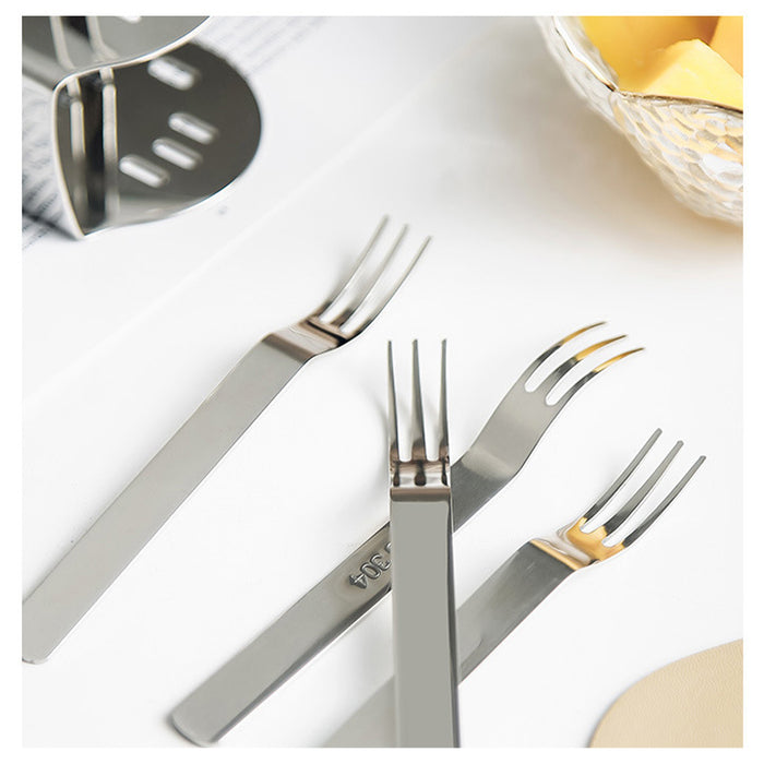 304 Stainless Steel Fruit Fork Set of 6 with Storage Base 12.3 cm Mirror Finish